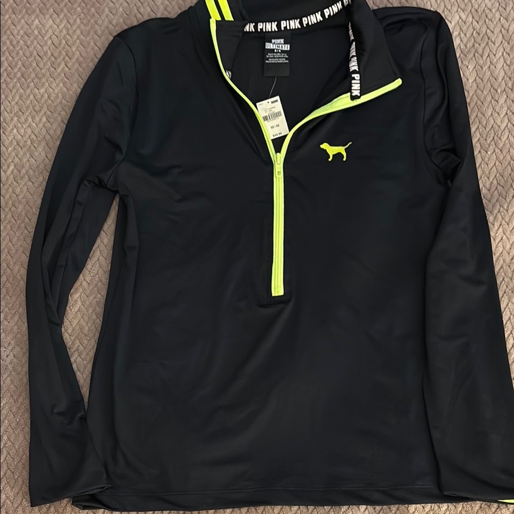 PINK Victoria's Secret Black Pullover with Neon Highlights